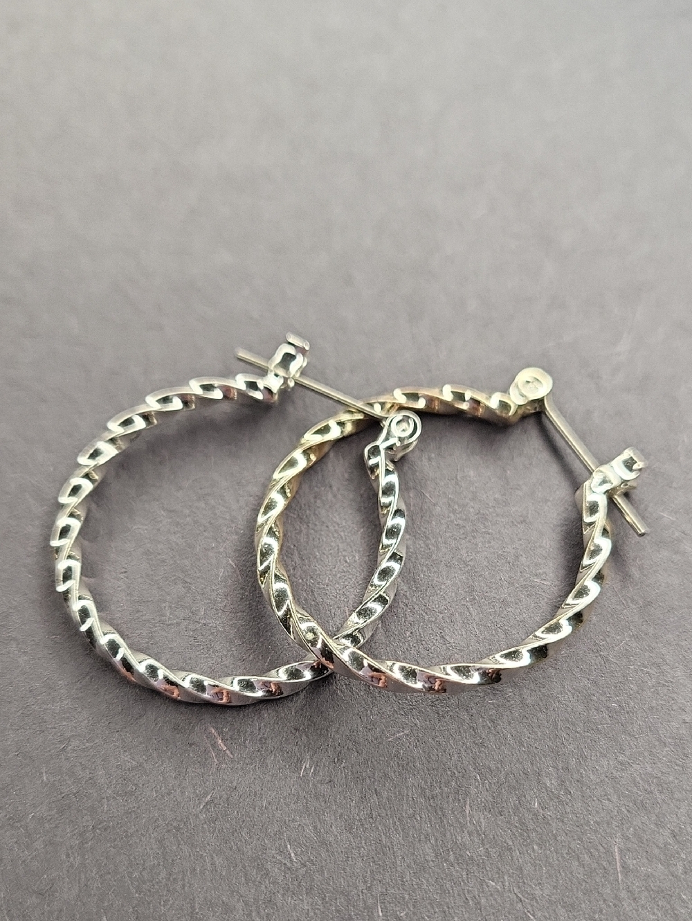 Silver Twisted Hoop Earrings - Picture 1 of 2